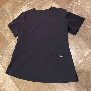 Figs, Charcoal,  3 Pocket Scrub Top, Large